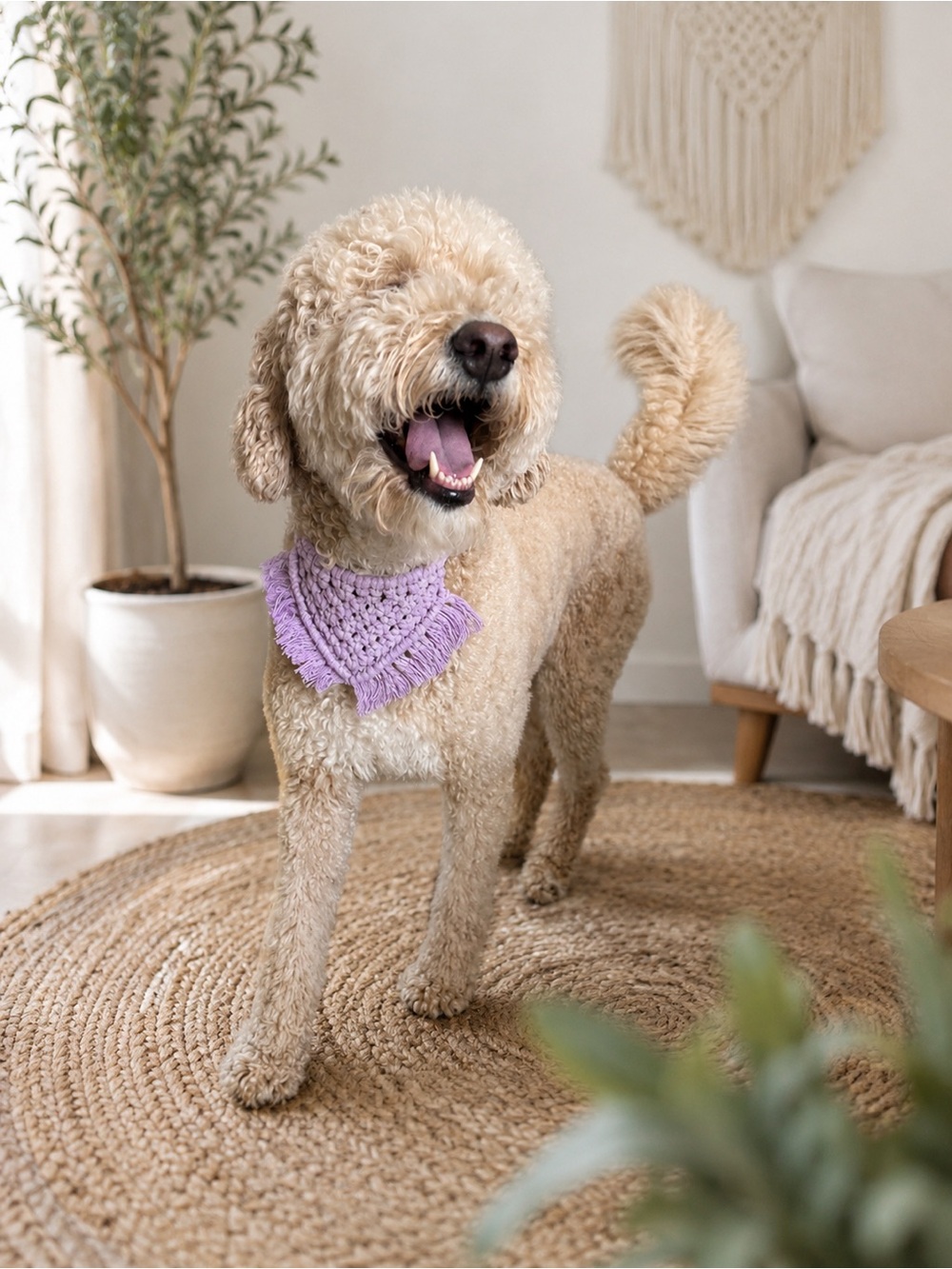 Handmade Lilac Dog Bandana